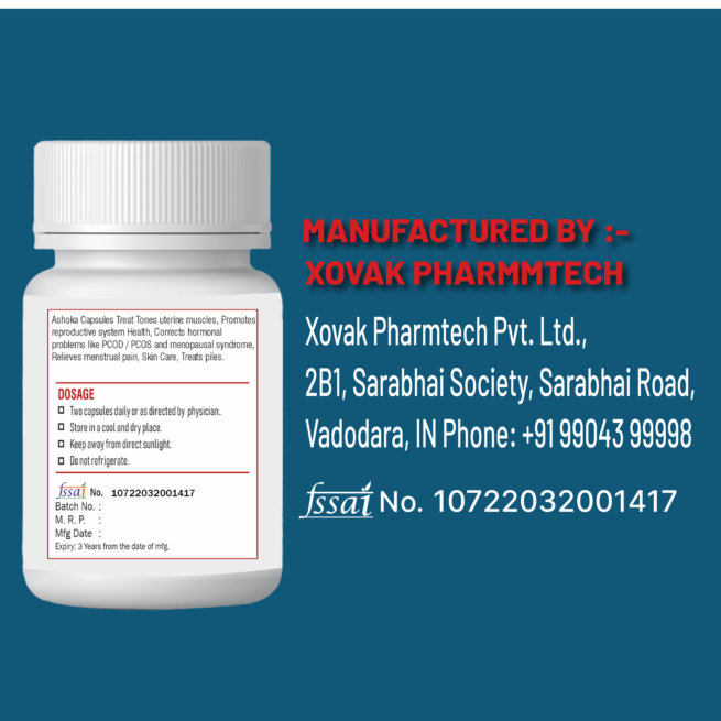Ayurvedic Ashoka Capsules | Helps Irregular Menstrual & PCOS/PCOD, Piles & Toxins