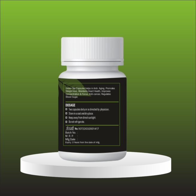 Green Tea Capsules | Organic Anti-Oxidant Skin & Body Detox | Weight Loss Supplement
