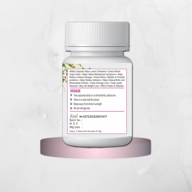 Alfalfa Capsules | Natural Blood Purifier, Helps in Lower Cholesterol & Sugar Management