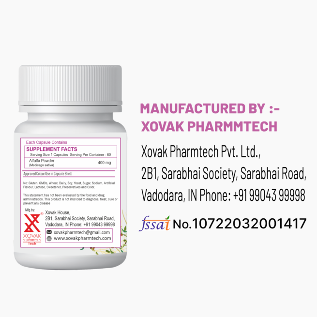 Alfalfa Capsules | Natural Blood Purifier, Helps in Lower Cholesterol & Sugar Management