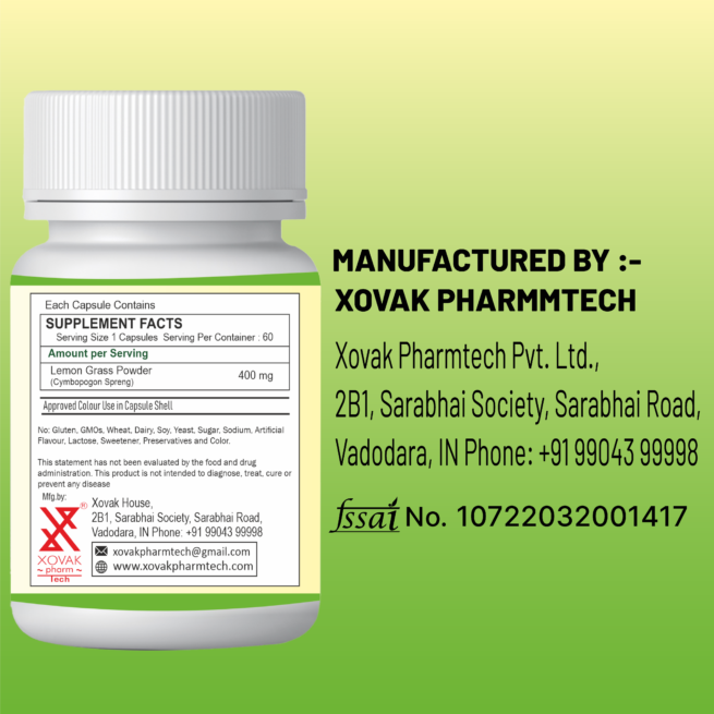 Lemon Grass Capsules | Organic Weight Loss Supplement | Maintain Sugar & Cholesterol